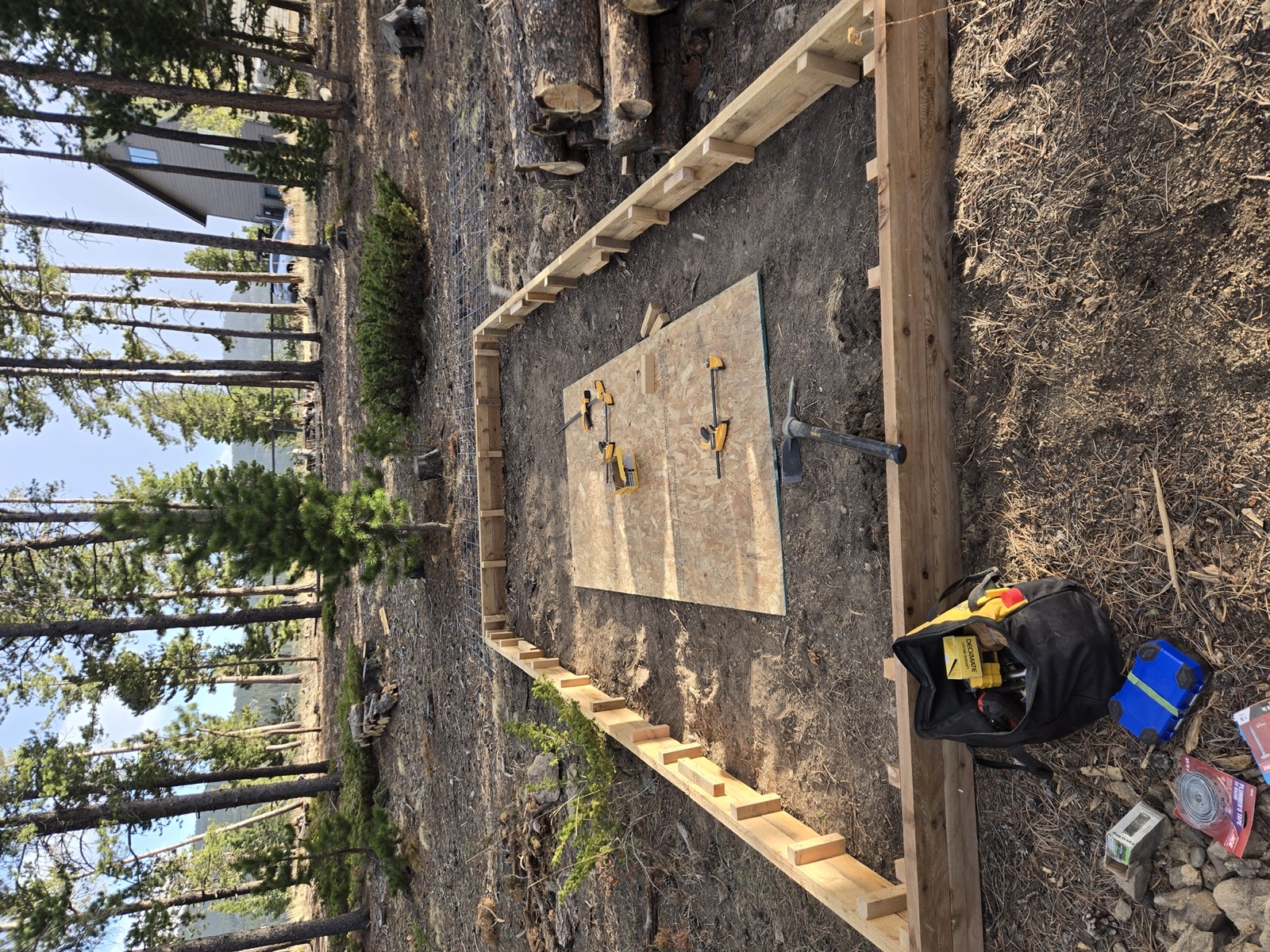 Garden enclosure partway through construction